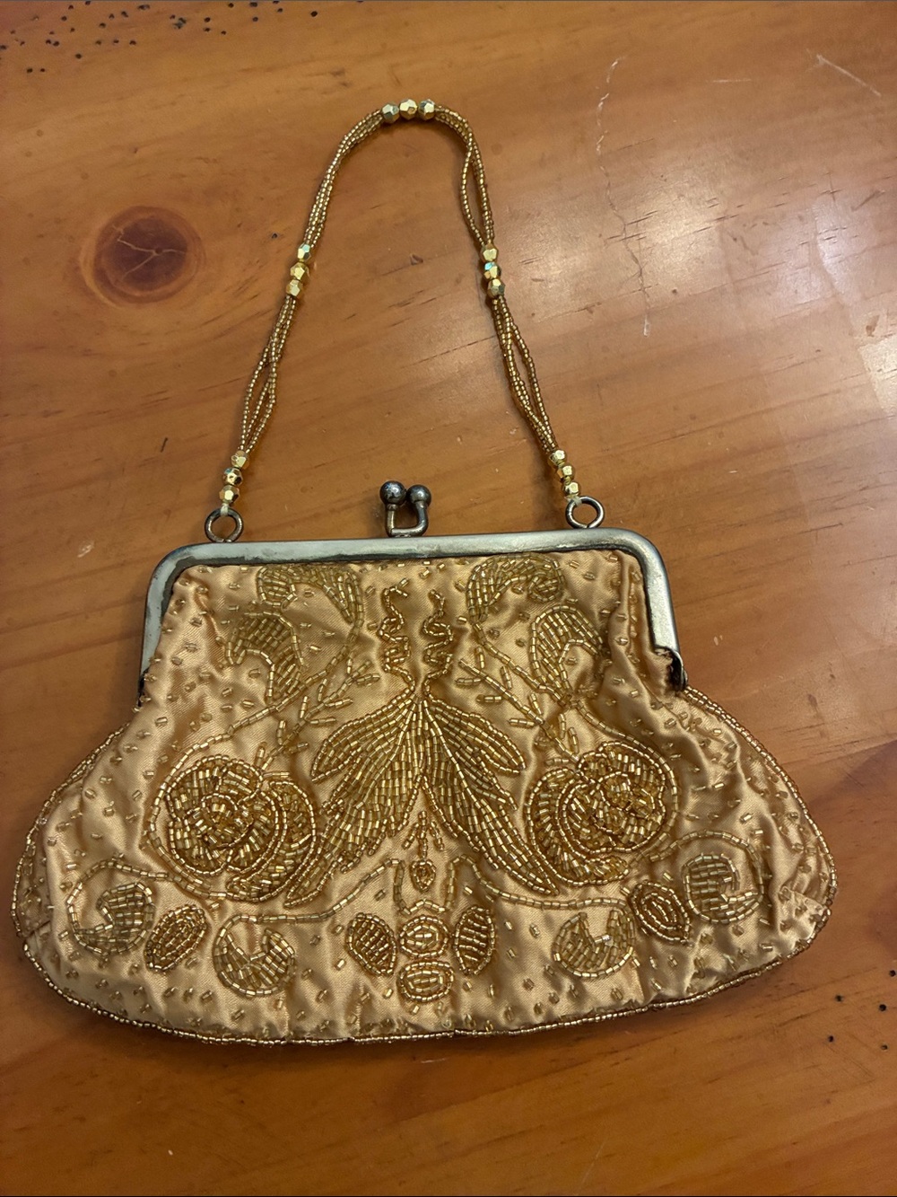 La Regale Gold Beaded Embroidered Evening Clutch